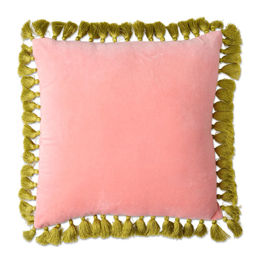 Citron Rose Velvet Tassel Cushion
