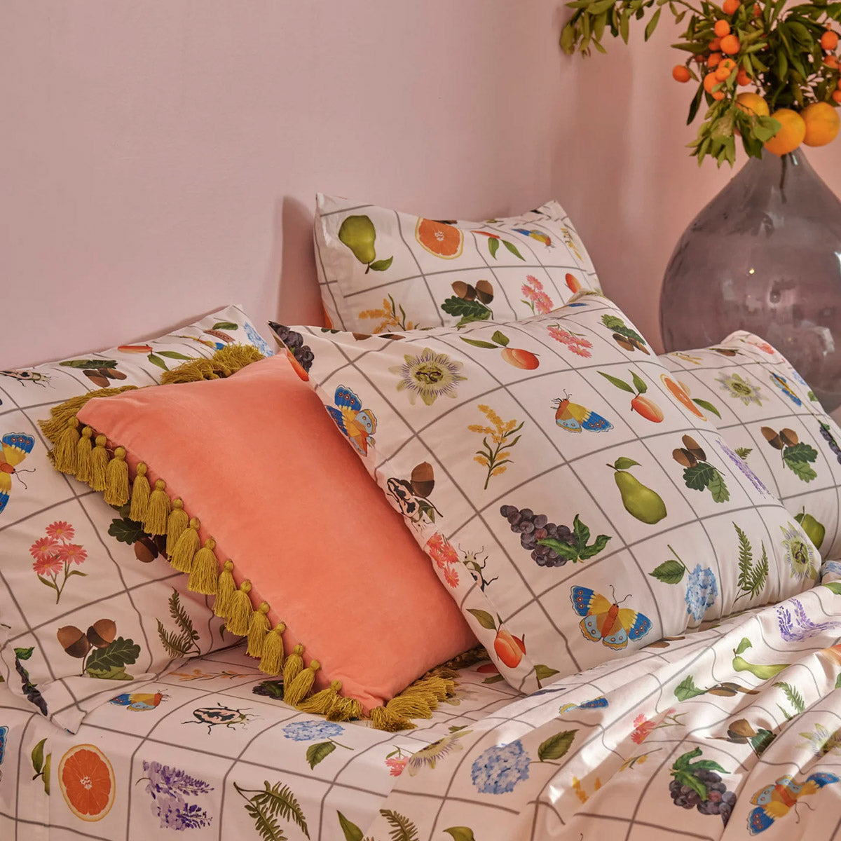 Citron Rose Velvet Tassel Cushion