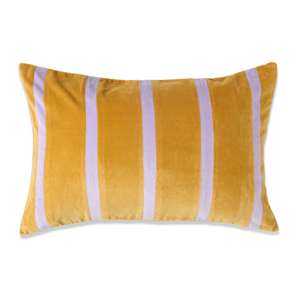Pecan Pie Stripe Velvet Rectangle Cushion