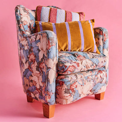 Pecan Pie Stripe Velvet Rectangle Cushion