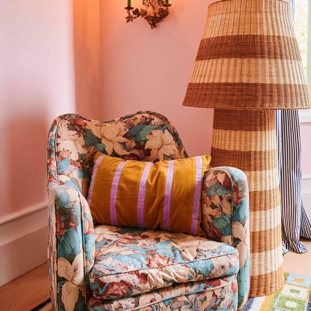 Pecan Pie Stripe Velvet Rectangle Cushion