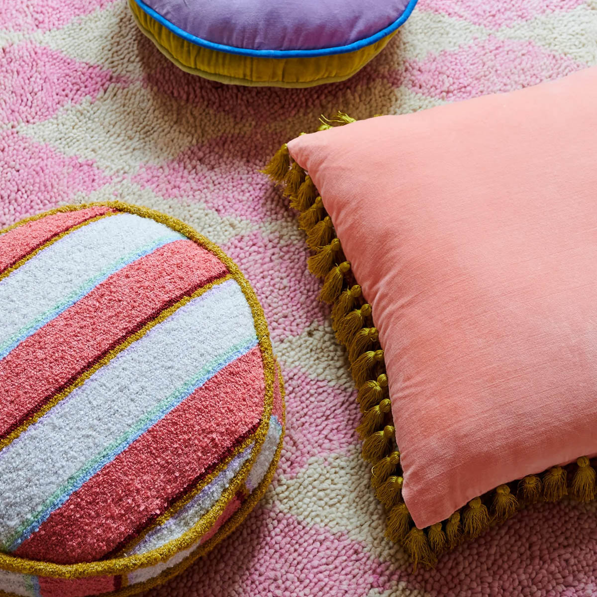 Rose Water Stripe Boucle Pea Cushion