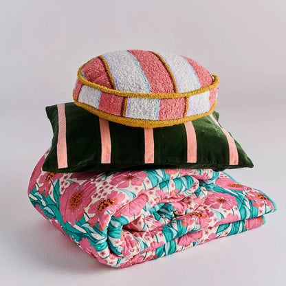 Rose Water Stripe Boucle Pea Cushion