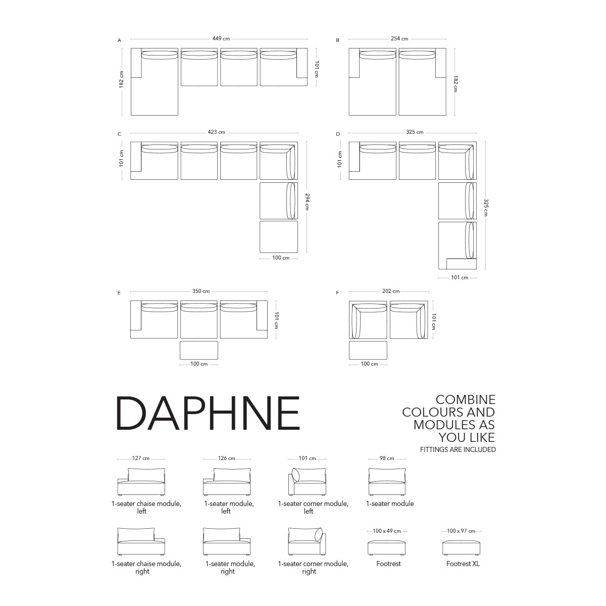Daphne 1 Seater Left Corner Modular Sofa