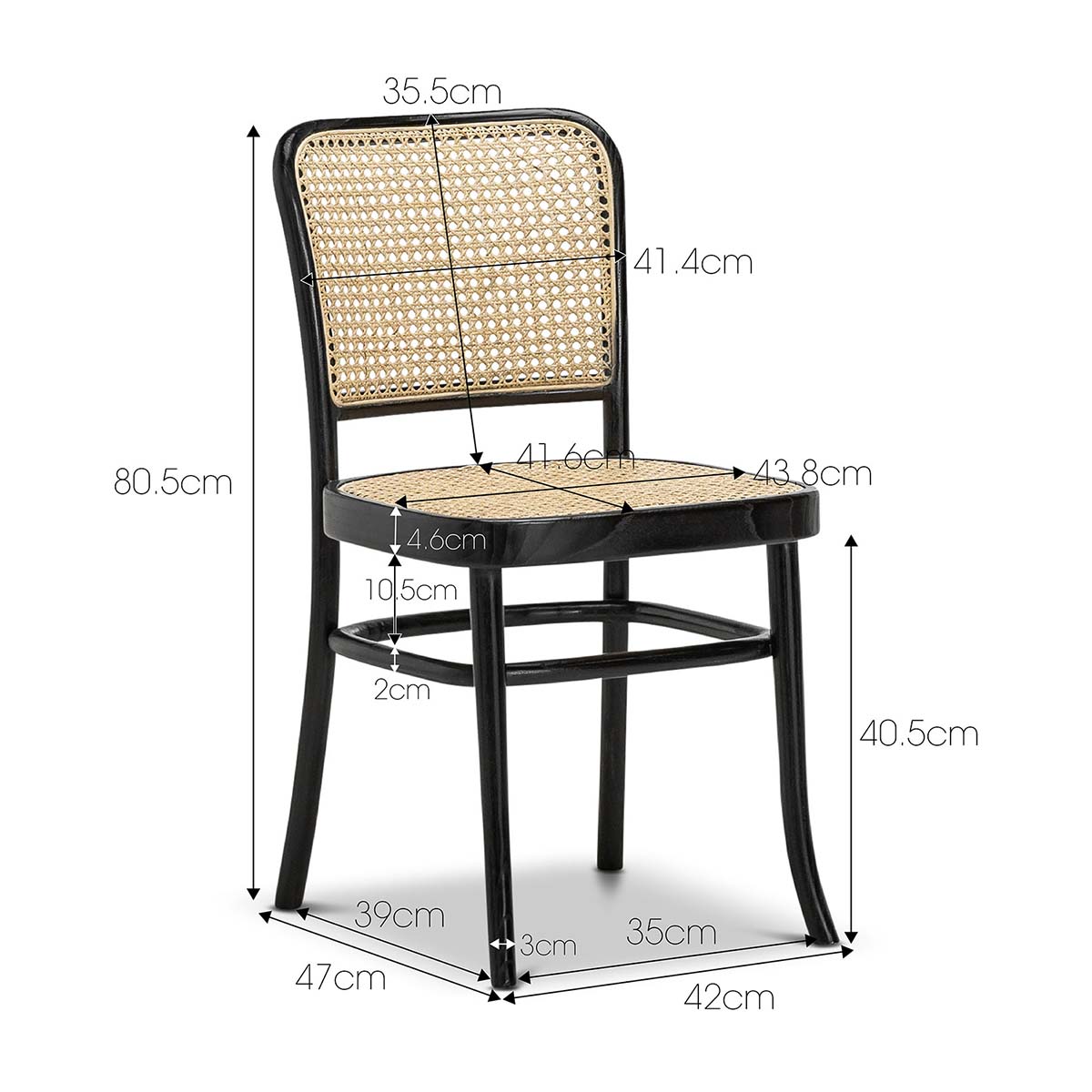 Bentwood Rattan Dining Chair (Set of 2)