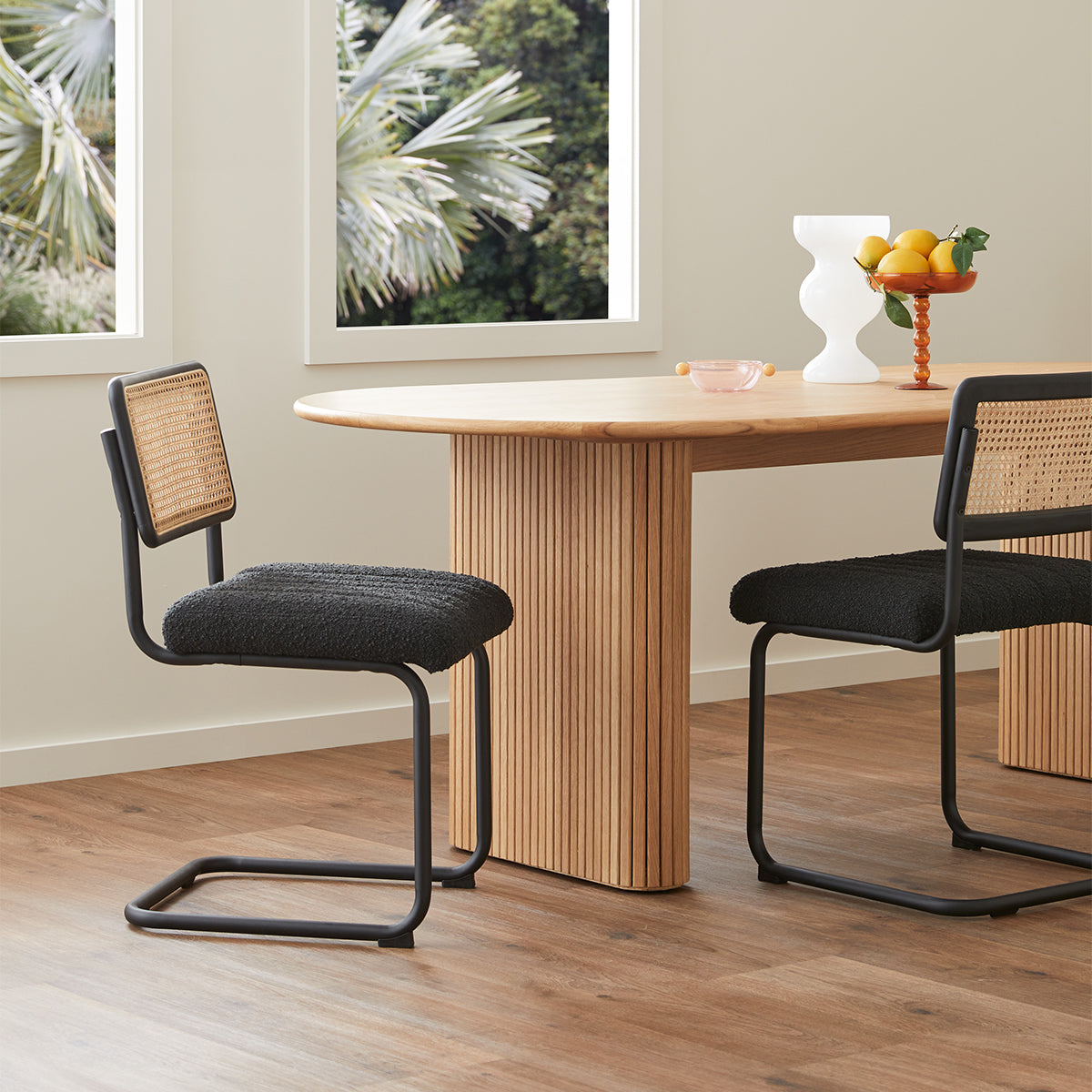 Blake Rattan Boucle Dining Chair