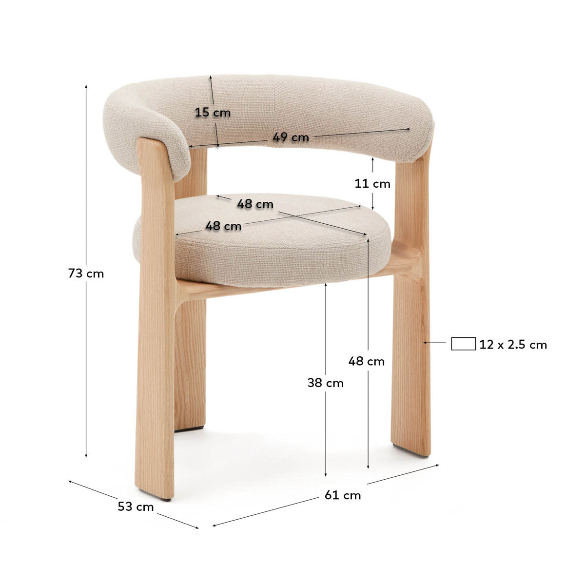 Granite 3 Legged Dining Chair