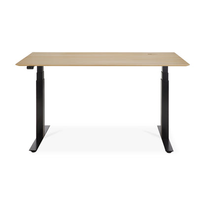 Bok Rectangle Adjustable Desk with Cable management EU (Oak, Black, 140cm)
