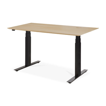 Bok Rectangle Adjustable Desk with Cable management EU (Oak, Black, 140cm)