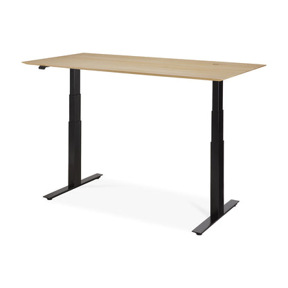 Bok Rectangle Adjustable Desk with Cable management EU (Oak, Black, 160cm)