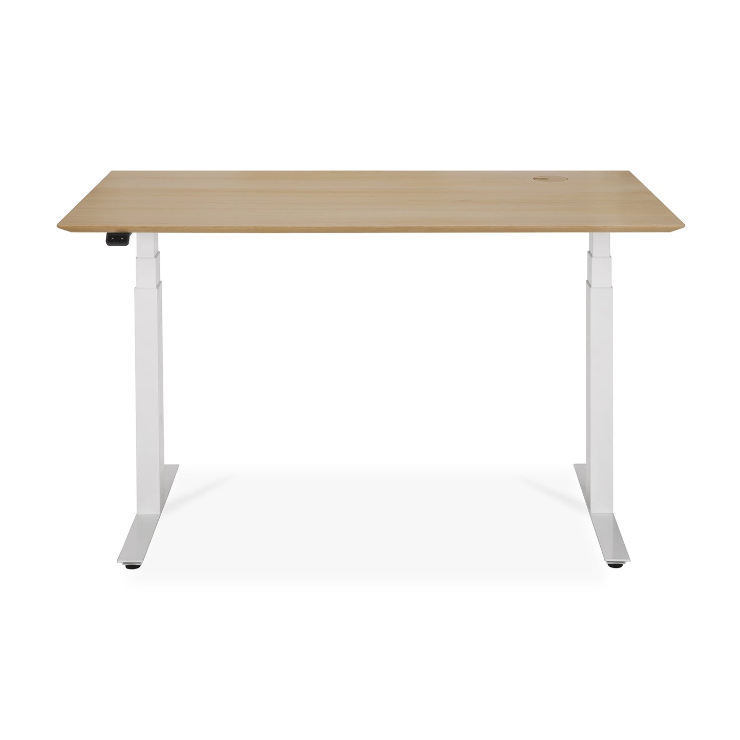 Bok Rectangle Adjustable Desk with Cable management EU (Oak, White, 140cm)