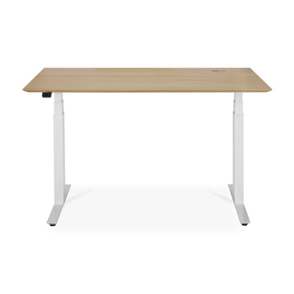 Bok Rectangle Adjustable Desk with Cable management EU (Oak, White, 140cm)