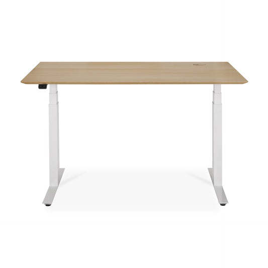 Bok Rectangle Adjustable Desk with Cable management EU (Oak, White, 140cm)