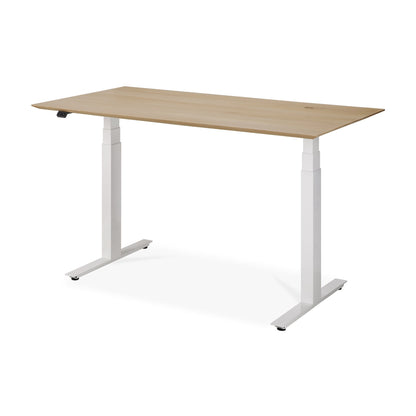 Bok Rectangle Adjustable Desk with Cable management EU (Oak, White, 140cm)