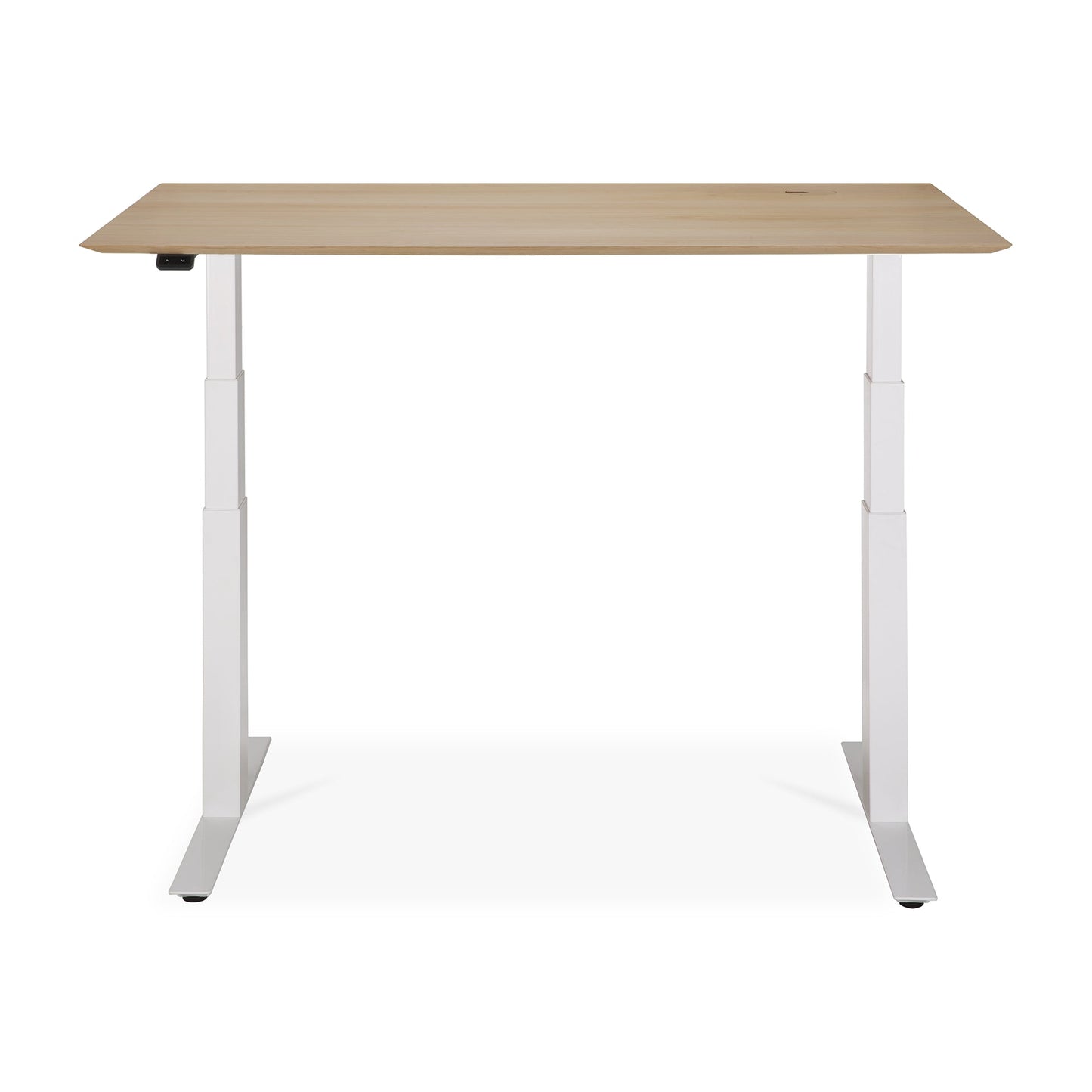 Bok Rectangle Adjustable Desk with Cable management EU (Oak, White, 140cm)