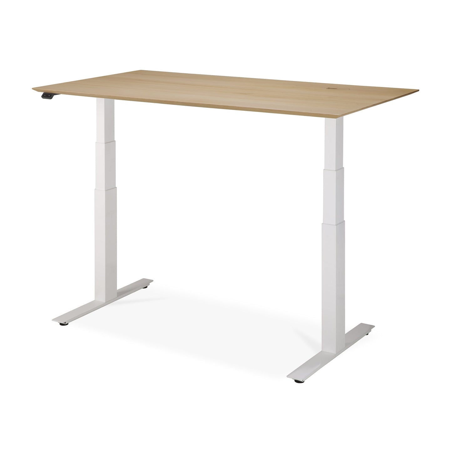 Bok Rectangle Adjustable Desk with Cable management EU (Oak, White, 140cm)