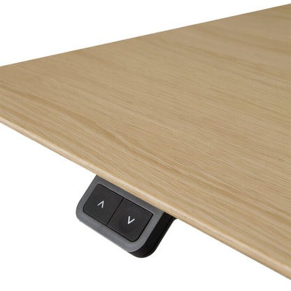 Bok Rectangle Adjustable Desk with Cable management EU (Oak, White, 140cm)
