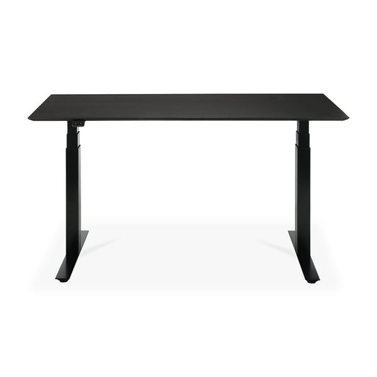 Bok Rectangle Adjustable Desk with Cable management UK (Oak Black, Black, 140cm)