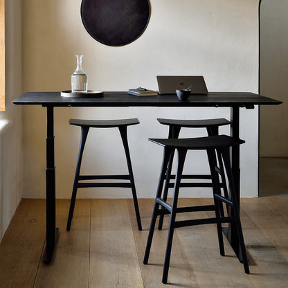 Bok Rectangle Adjustable Desk with Cable management UK (Oak Black, Black, 160cm)