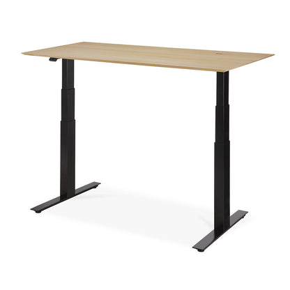 Bok Rectangle Adjustable Desk with Cable management UK (Oak, Black, 140cm)