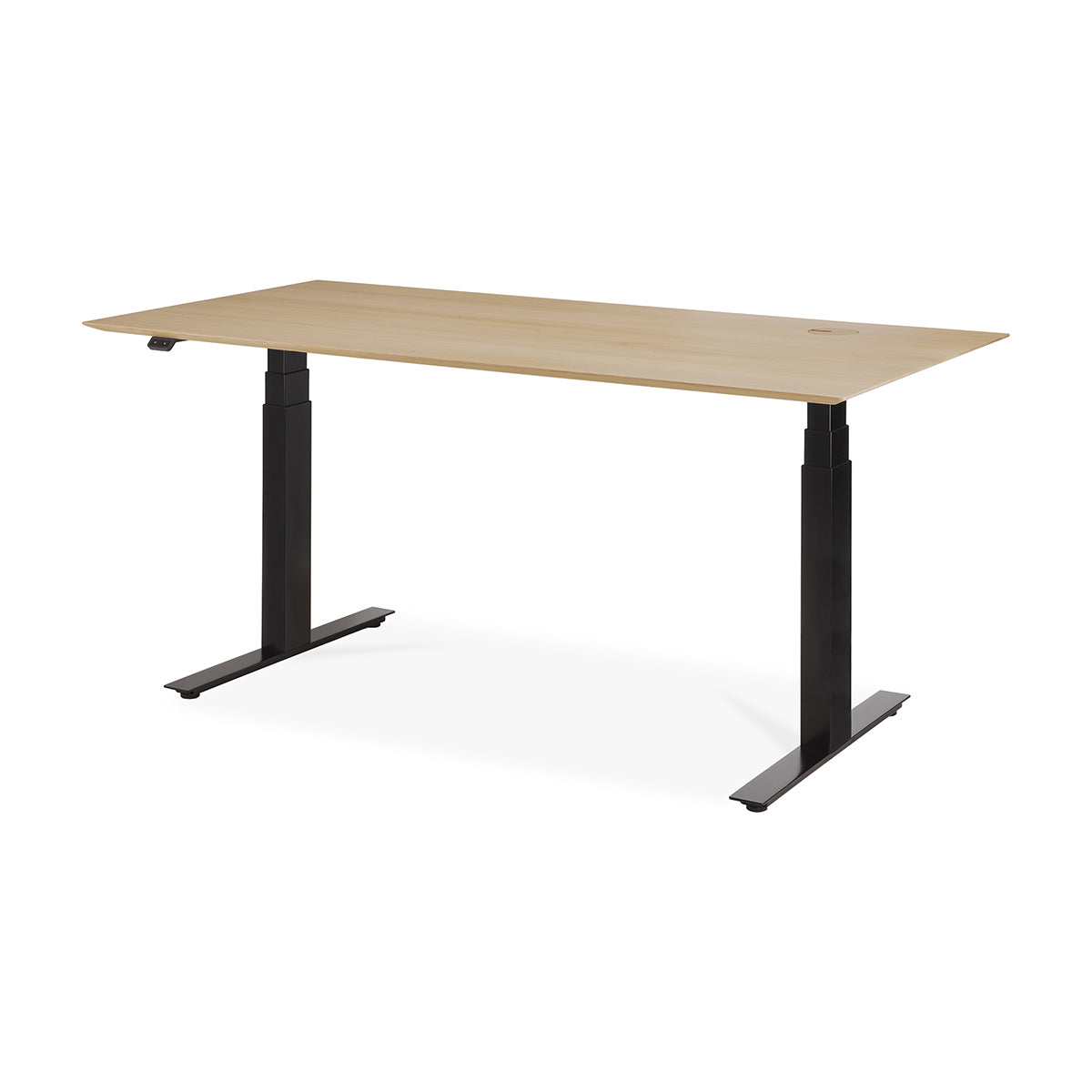 Bok Rectangle Adjustable Desk with Cable management UK (Oak, Black, 160cm)