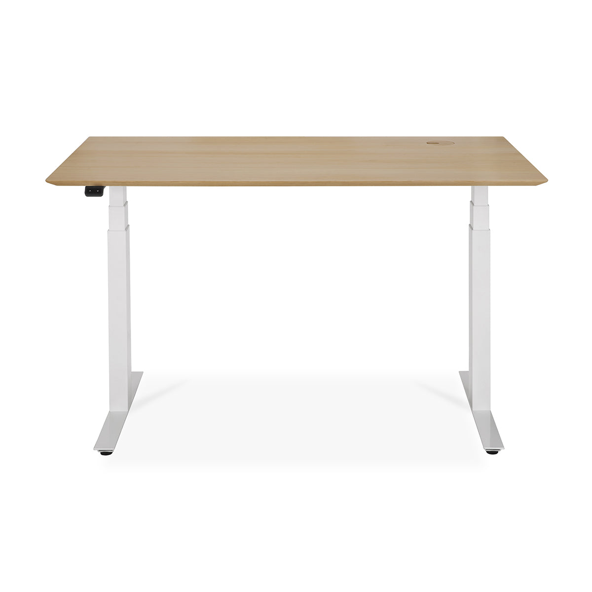 Bok Rectangle Adjustable Desk with Cable management UK (Oak, White, 140cm)