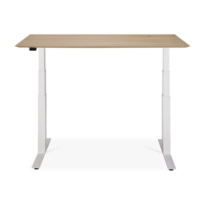 Bok Rectangle Adjustable Desk with Cable management UK (Oak, White, 140cm)