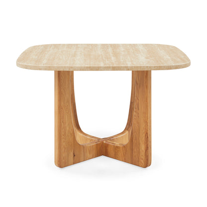 Pierro Travertine Dining Table (Oak, Travertine)