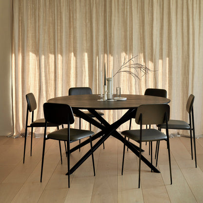 Mikado Round Dining Table (Oak Black, 150cm)