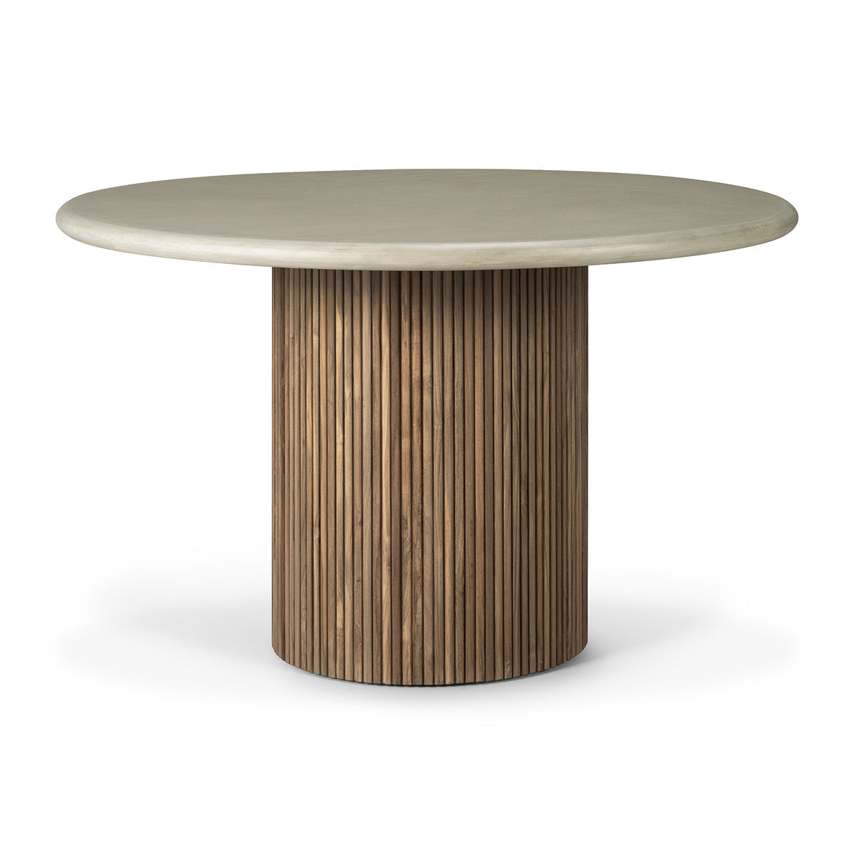 Roller Max Concrete Outdoor Dining Table (Teak, Light Grey)