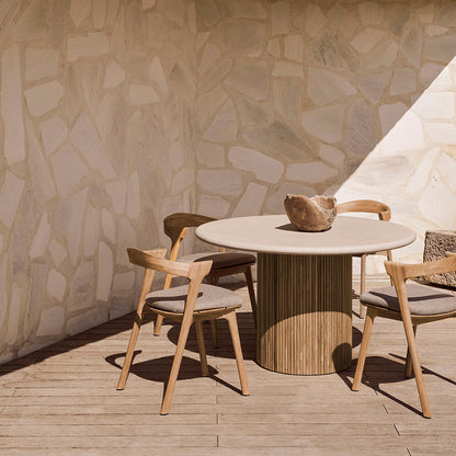 Roller Max Concrete Outdoor Dining Table (Teak, Light Grey)