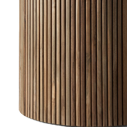 Roller Max Concrete Outdoor Dining Table (Teak, Light Grey)