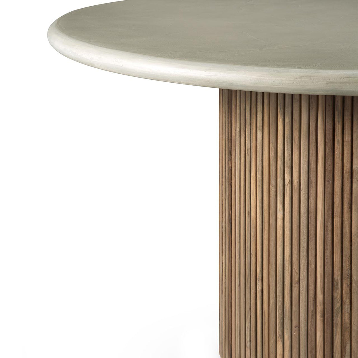 Roller Max Concrete Outdoor Dining Table (Teak, Light Grey)