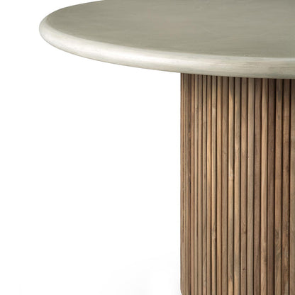 Roller Max Concrete Outdoor Dining Table (Teak, Light Grey)