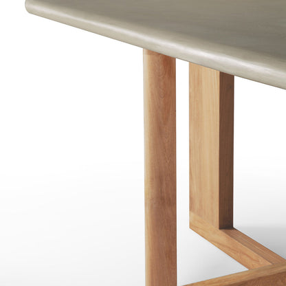 Trestle Concrete Outdoor Dining Table (Teak, LIght Grey)