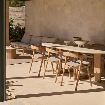 Trestle Concrete Outdoor Dining Table (Teak, LIght Grey)