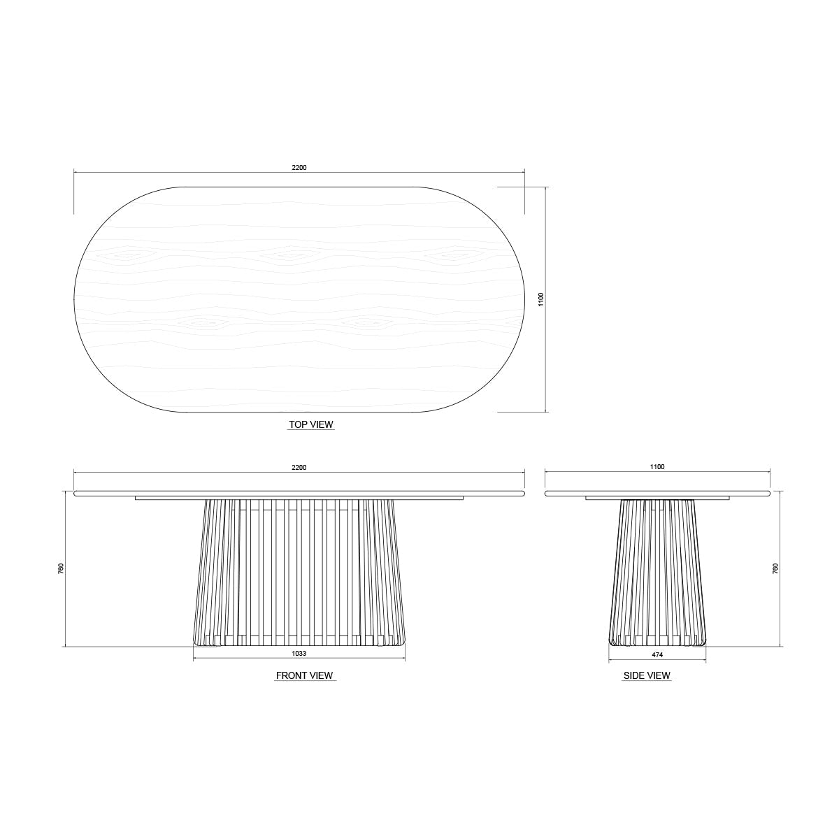 Casablanca Oval Dining Table (220cm)