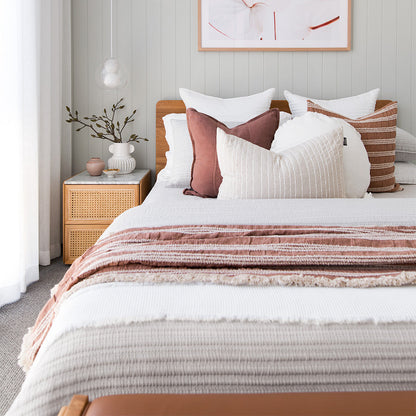 Delta Marble Rattan Bedside Table