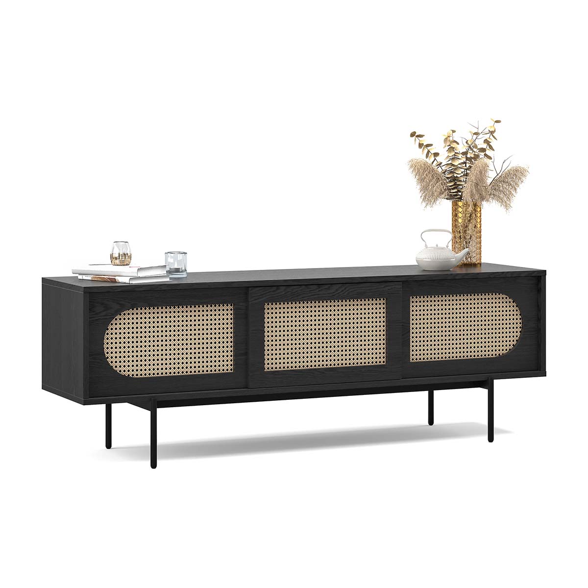 Thea Rattan 3 Door Entertainment Unit
