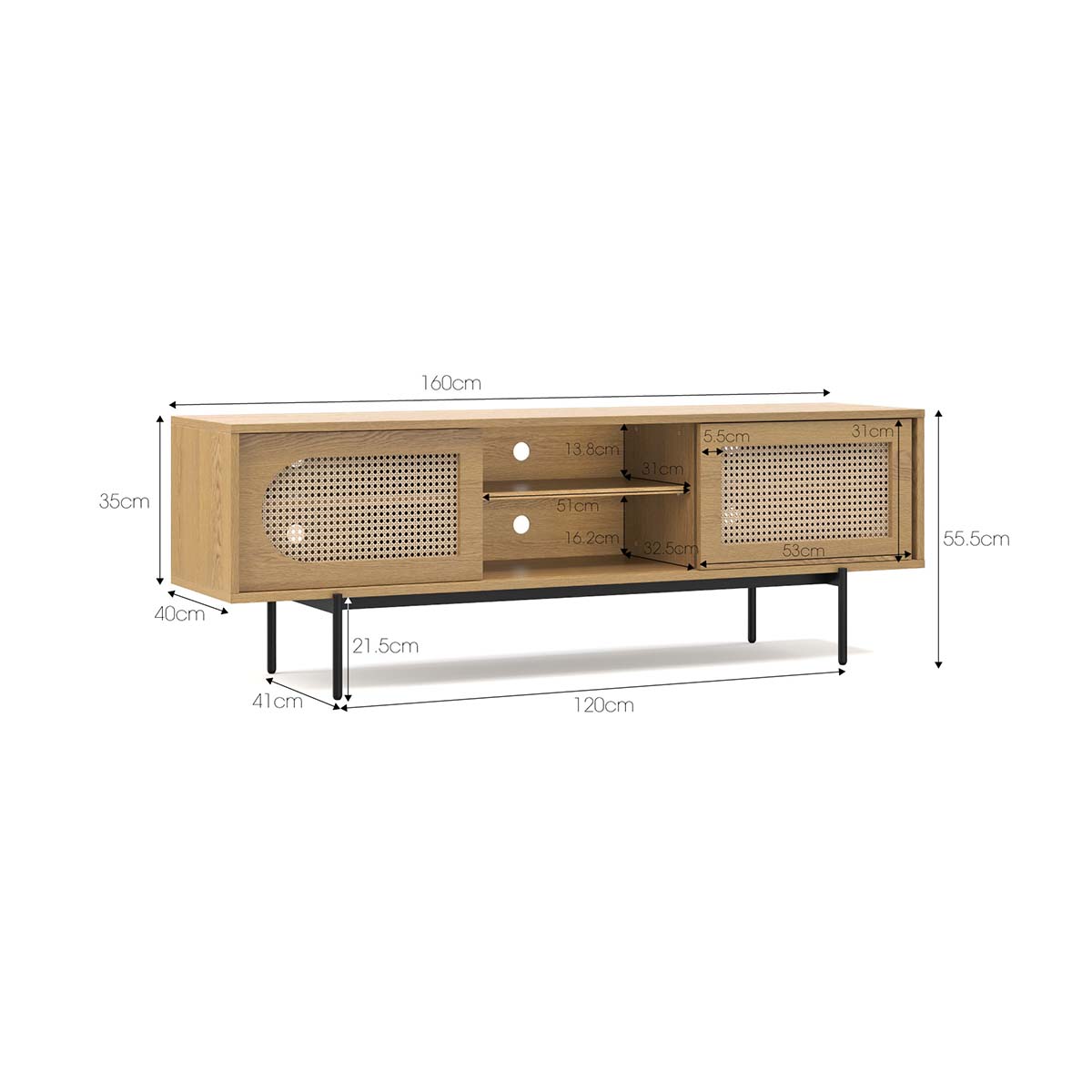 Thea Rattan 3 Door Entertainment Unit