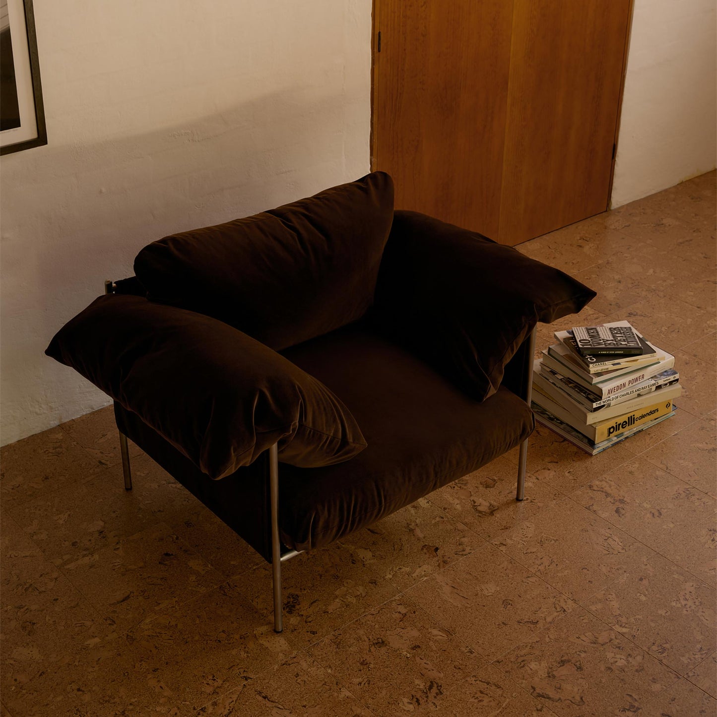 Alva Brushed Steel Frame Armchair