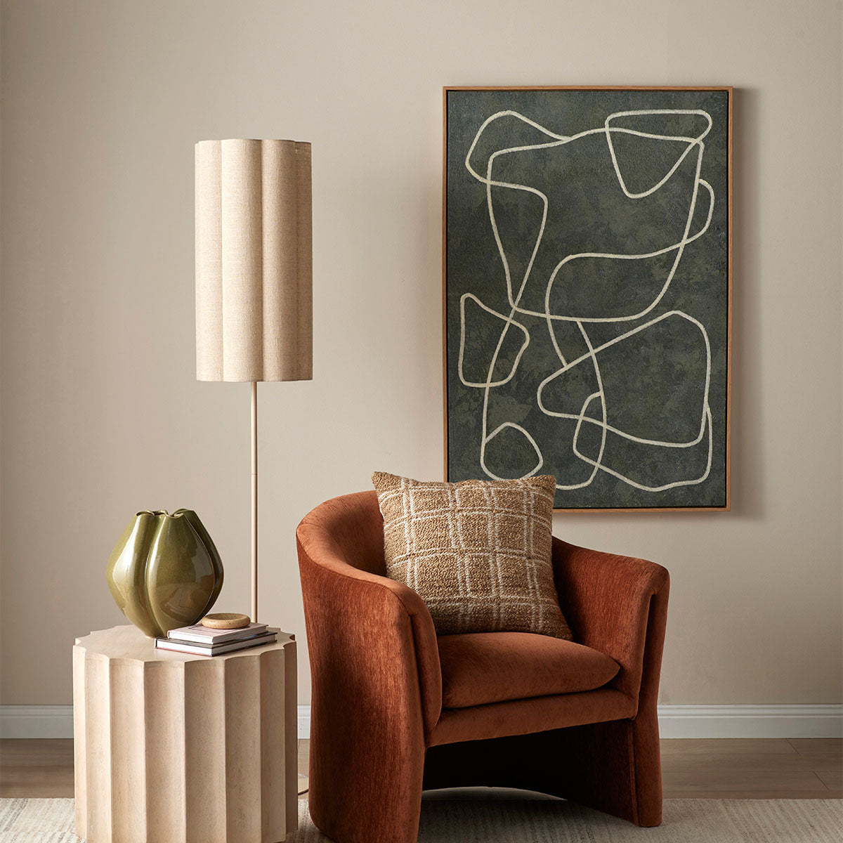 Talstone Linen Floor Lamp