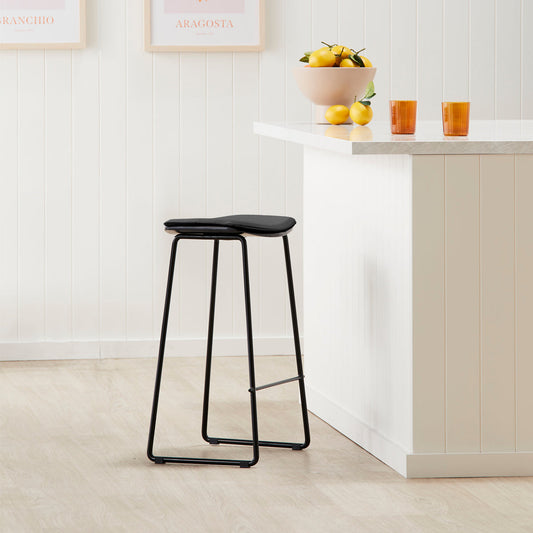 Hendrix Backless Bar Stool (Black, Black Leather)
