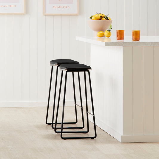 Hendrix Backless Bar Stool (Black, Black Leather)