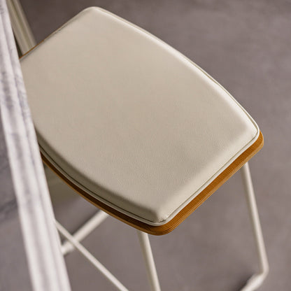 Hendrix Backless Bar Stool (Oak, White Leather)