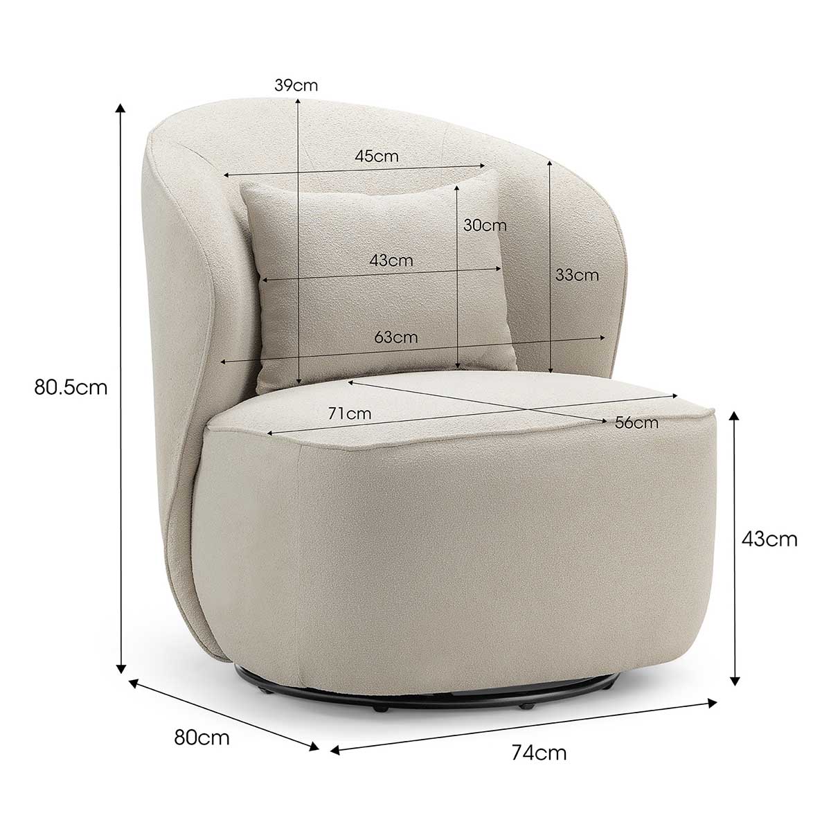 Atlas Boucle Swivel Lounge Chair