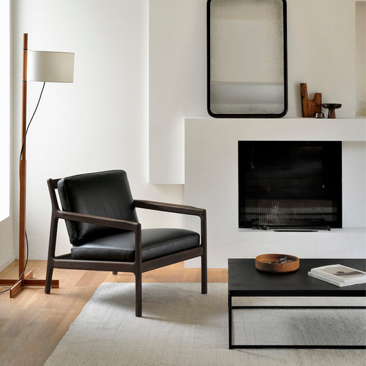 Jack Leather Lounge Chair (Mahogany Dark Brown, Black)