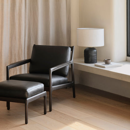 Jack Leather Lounge Chair (Mahogany Dark Brown, Black)