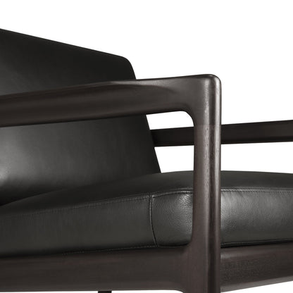 Jack Leather Lounge Chair (Mahogany Dark Brown, Black)