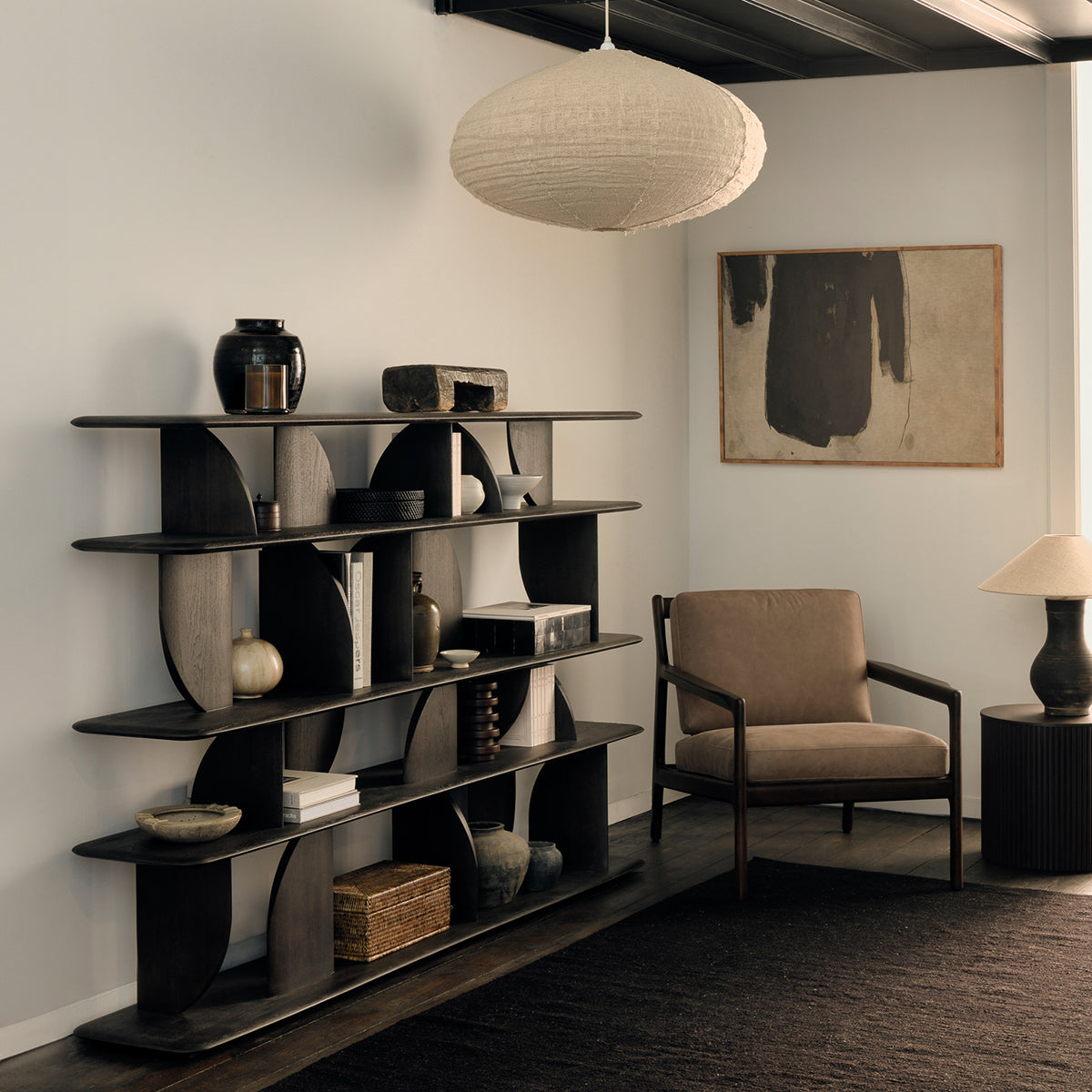 Jack Leather Lounge Chair (Mahogany Dark Brown, Terra Nubuck)